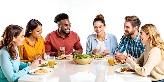 Uśmiechnięci ludzie jedzący